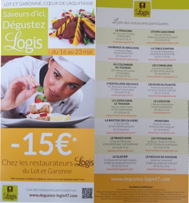 Visuel de l'opération Dégustez organisée du 16 au 23 mai 2014 par le réseau hôtels restaurants Logis 47 Lot et Garonne